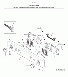 Control panel Diagram and Parts List for 41771733811  Kenmore Washer Dryer Combo