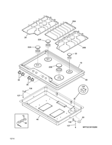 Cooktop Diagram and Parts List for FFGC3015QWA  Frigidaire Cooktop