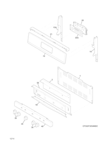 Backguard Diagram and Parts List for FGGF3054MFF  Frigidaire Range