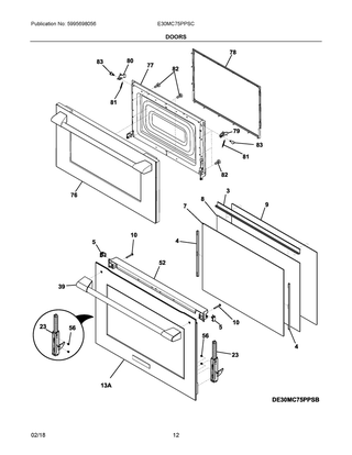 Doors Diagram and Parts List for E30MC75PPSC  Frigidaire Microwave Oven Combo
