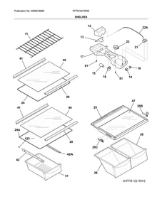 Shelves Diagram and Parts List for FFTR1521RW2  Frigidaire Refrigerator
