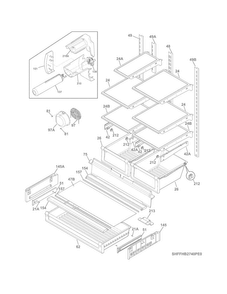 Shelves Diagram and Parts List for FFHB2740PS5  Frigidaire Refrigerator