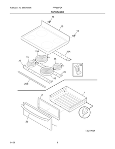 Top/Drawer Diagram and Parts List for FFF334FCA  Frigidaire Range