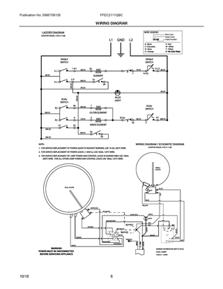 Wiring Diagram Diagram and Parts List for FFEC2111QBC  Frigidaire Cooktop