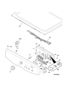 Controls/top Panel Diagram and Parts List for CFQE5100PW1  Frigidaire Dryer