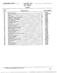 Cabinet Page 2 Diagram and Parts List for 80656-7B  Frigidaire Freezer