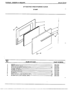 Visualite Door Diagram and Parts List for 37-0117  Frigidaire Range