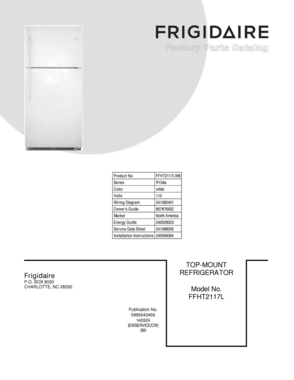 01 - COVER Diagram and Parts List for FFHT2117LW8  Frigidaire Refrigerator