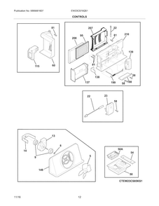 Control Diagram and Parts List for EW23CS75QS1  Electrolux Refrigerator