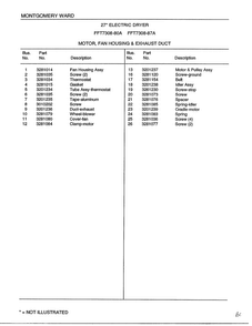 Motor-fan Housing And Exhaust Duct Page 2 Diagram and Parts List for 7308A  Frigidaire Dryer