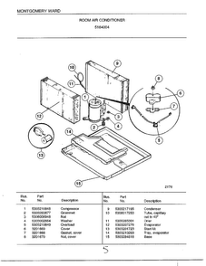 Room Air Conditioner Page 5 Diagram and Parts List for 5164004  Frigidaire Air Conditioner