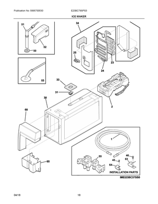 Ice Maker Diagram and Parts List for E23BC79SPS3  Frigidaire Refrigerator
