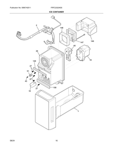 Ice Container Diagram and Parts List for FRFC2323AS5  Frigidaire Refrigerator