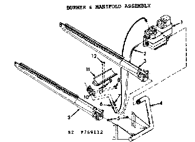 Burner & manifold assembly Diagram and Parts List for 867769112  Frigidaire Air Conditioner