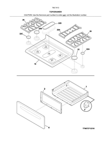 Top/drawer Diagram and Parts List for 79074134313  Kenmore Range