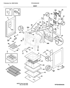 Body Diagram and Parts List for FFEH3054USD  Frigidaire Range