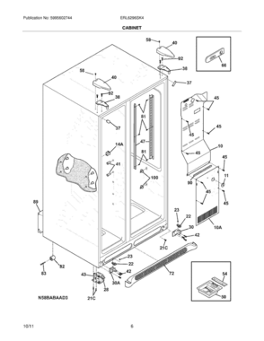 07 - CABINET Diagram and Parts List for ERL6296SK4  Frigidaire Refrigerator