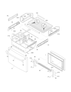 Freezer Drawer, Baskets Diagram and Parts List for EI28BS65KS6  Electrolux Refrigerator