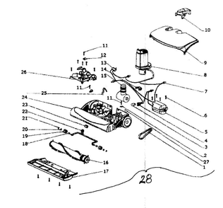 Power Head Diagram and Parts List for EL7055A  Electrolux Canister Vacuum
