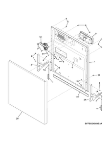 Door Diagram and Parts List for LFBD2409LF1B  Frigidaire Dishwasher