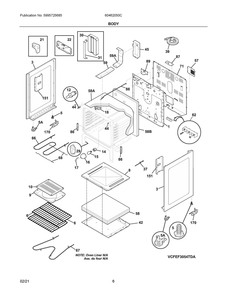Body Diagram and Parts List for 60462050C  Frigidaire Range
