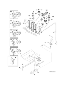Burner Diagram and Parts List for FFGF3049LSG  Frigidaire Range
