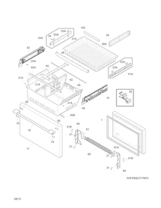 Freezer Drawer, Baskets Diagram and Parts List for FPBS2777RF1  Frigidaire Refrigerator
