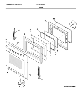 Door Diagram and Parts List for CFEH3054UWC  Frigidaire Range