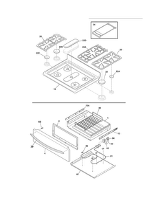Top/drawer Diagram and Parts List for DGGF3054KFP  Frigidaire Range