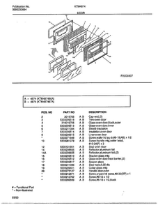 Door Diagram and Parts List for 4874-87A  Frigidaire Range
