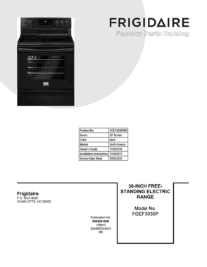 01 - Cover Sheet Diagram and Parts List for FGEF3030PBD  Frigidaire Range