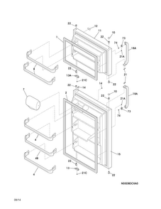 Doors Diagram and Parts List for WRT8G3EWZ  Westinghouse Refrigerator
