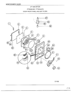 Door Front Panel And Lint Filter Diagram and Parts List for 8338B  Frigidaire Dryer
