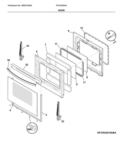 Door Diagram and Parts List for FFGH3054UWB  Frigidaire Range