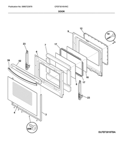Door Diagram and Parts List for CFEF3016VWC  Frigidaire Range