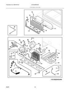 Cooling System Diagram and Parts List for CFEH2868AW0  Frigidaire Refrigerator