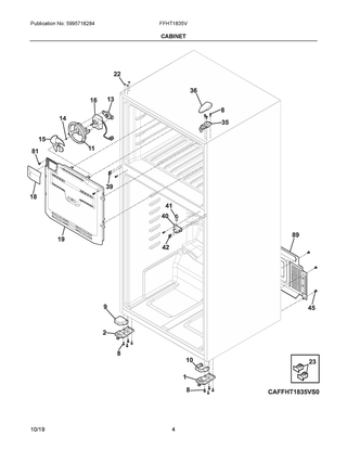 Cabinet Diagram and Parts List for FFHT1835VB0  Frigidaire Refrigerator