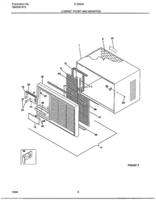 Cabinet Front And Wrapper Diagram and Parts List for 5195006A  Frigidaire Air Conditioner