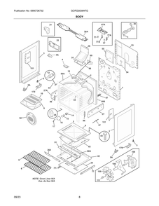 Body 2 Diagram and Parts List for GCRG3038AFG  Frigidaire Range
