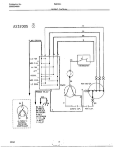 Wiring Information Diagram and Parts List for 5263004B  Frigidaire Air Conditioner