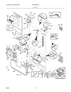 Cabinet Diagram and Parts List for PRFS2883AF4  Frigidaire Refrigerator
