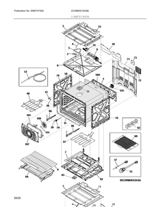 Lower Oven Diagram and Parts List for ECWM3012ASB  Frigidaire Wall Oven