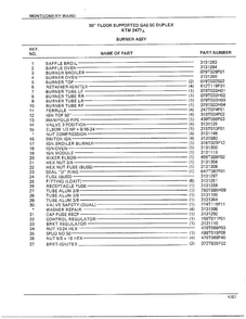 30" Floor/burner Assy Page 2 Diagram and Parts List for 2477A  Frigidaire Range