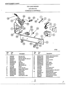Console And Controls Diagram and Parts List for 6507-87D  Frigidaire Washer