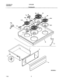 TOP / DRAWER Diagram and Parts List for GEF352BHDB  Gibson Range