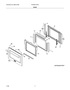 Door Diagram and Parts List for FPEW3077RFG  Frigidaire Wall Oven