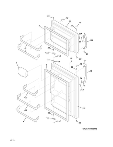 Doors Diagram and Parts List for FFHT1521QW2  Frigidaire Refrigerator