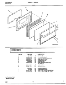 Door Diagram and Parts List for 284447A  Frigidaire Range