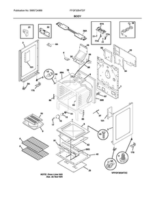 Body Diagram and Parts List for FFGF3054TDF  Frigidaire Range