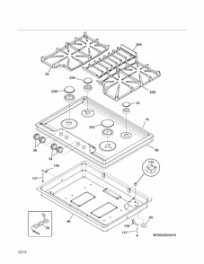 Main Top Diagram and Parts List for 79032543410  Kenmore Cooktop